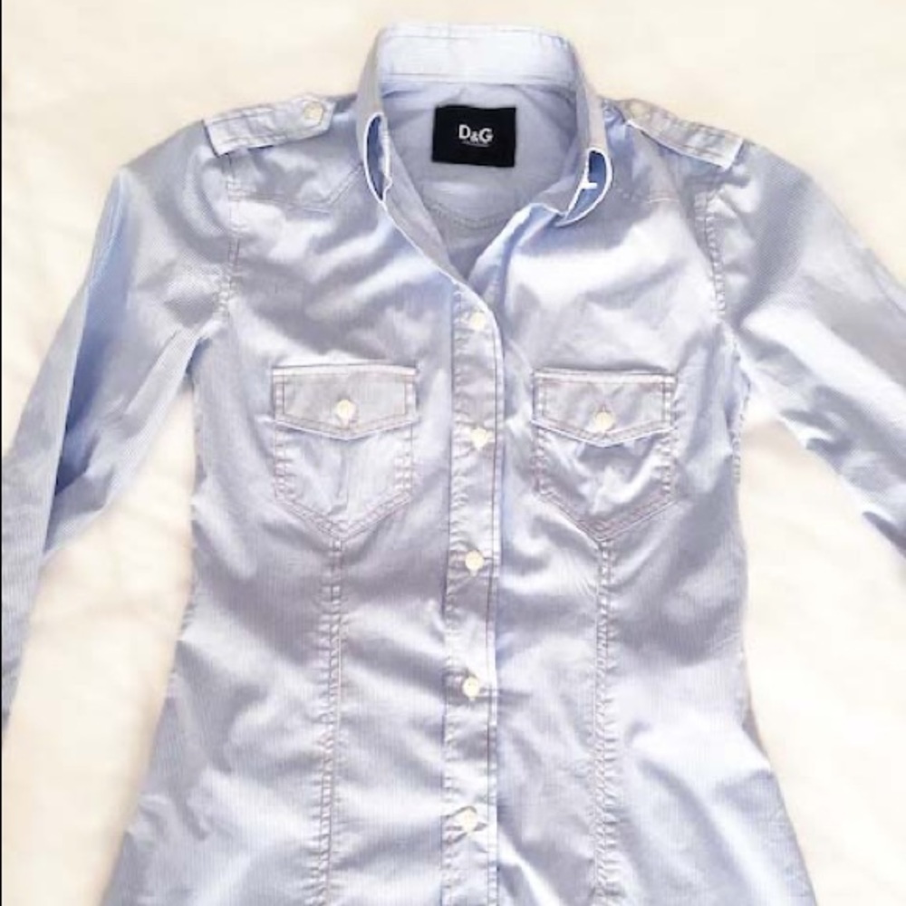 D&G Pinstripe Fitted Pocket Shirt